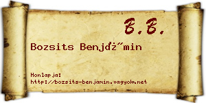 Bozsits Benjámin névjegykártya